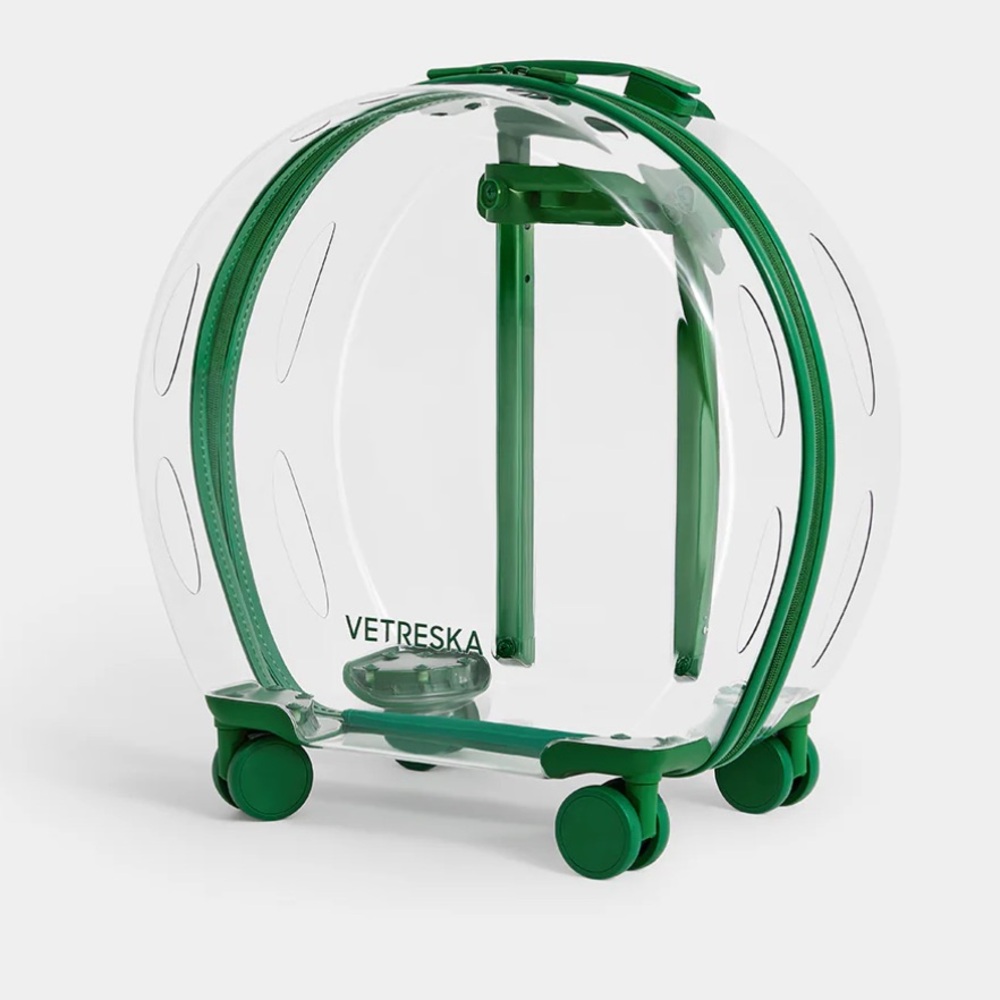 VETRESKA GREEN PET CARRIER FOR CAT OR SMALL DOG WITH TELESCOPIC HANDLE - Picture 2 of 9